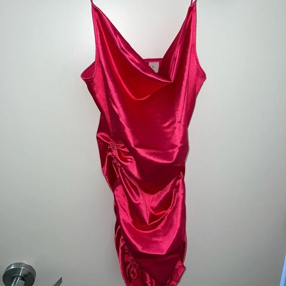 H&M | Dresses | Pink Satin Cow Neck Dress | Poshmark